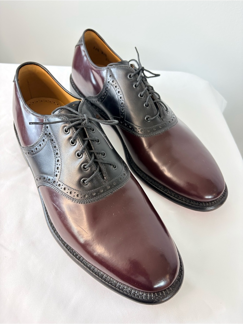 Johnston & Murphy Vintage Two-Tone Leather Saddle Oxfords (11.5 D) - NWOB